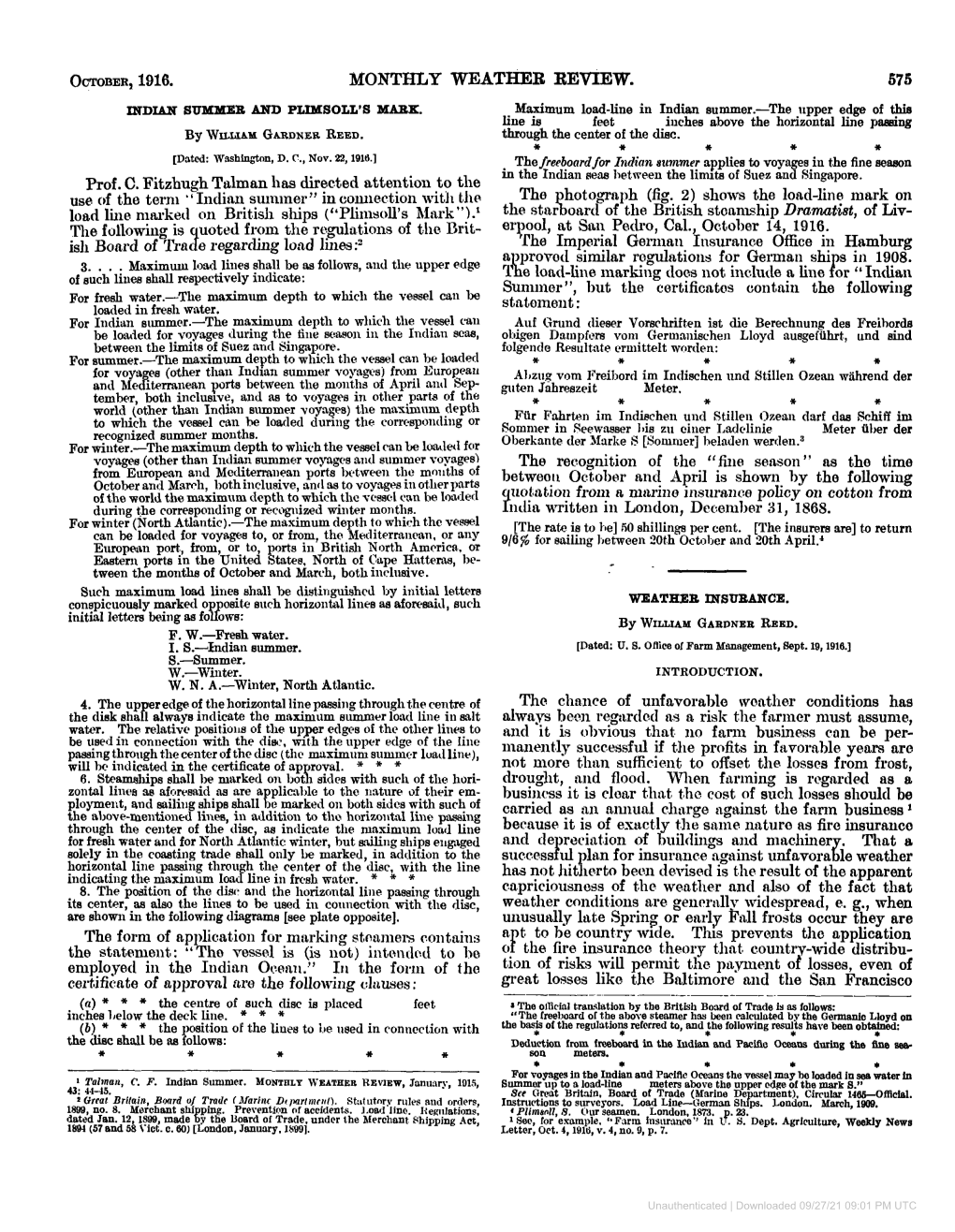 October, 1916. Monthly Weather Review