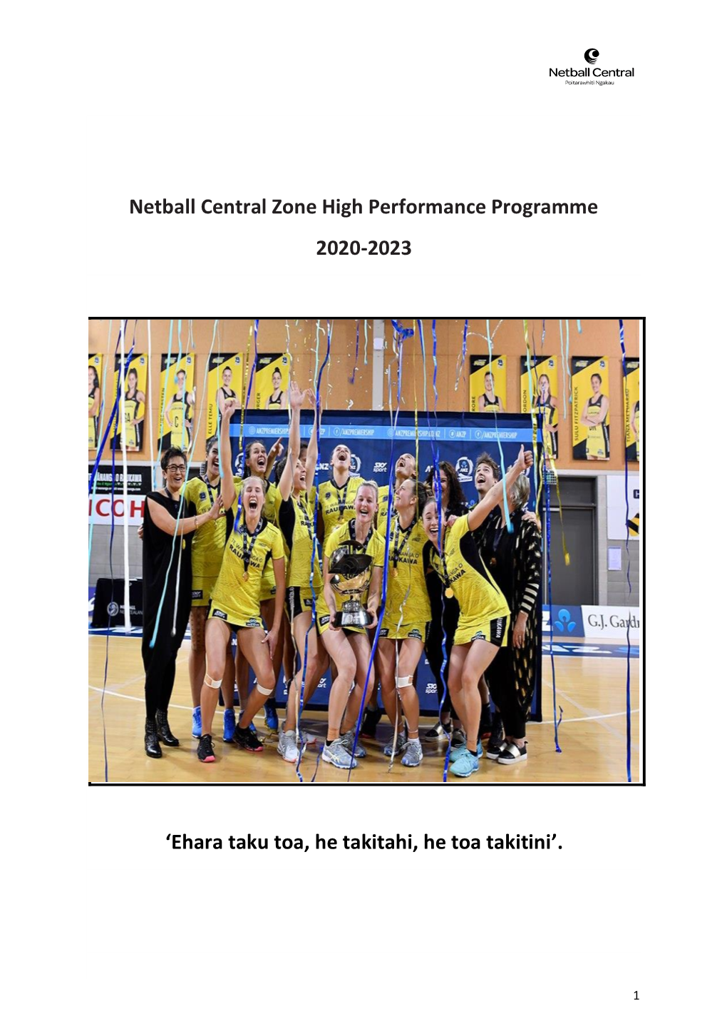 Netball Central Zone High Performance Programme 2020-2023