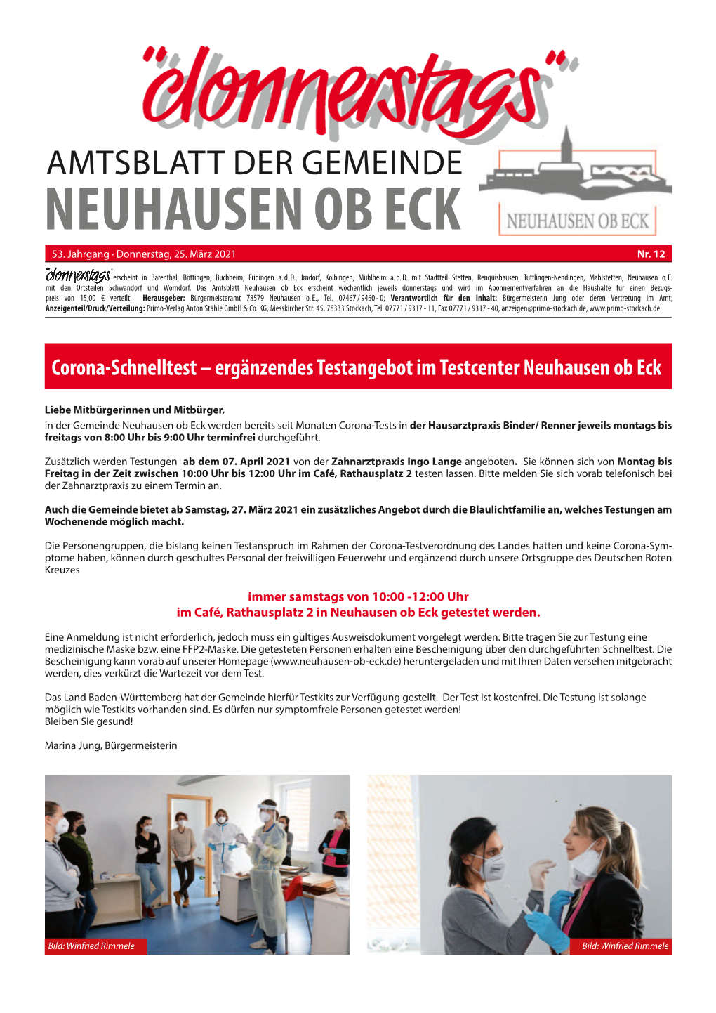 Amtsblatt Der Gemeinde Neuhausen Ob Eck 53