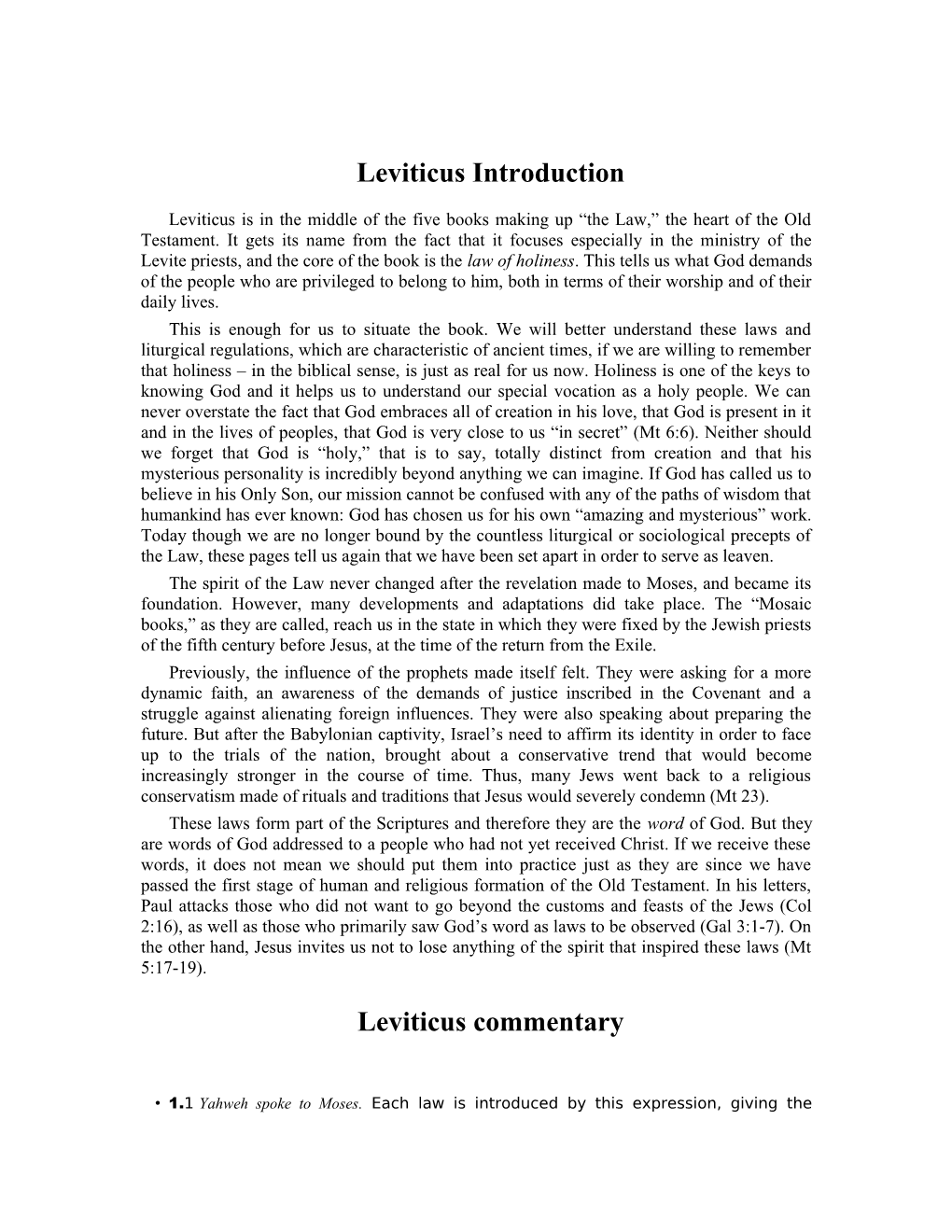 Leviticus Introduction