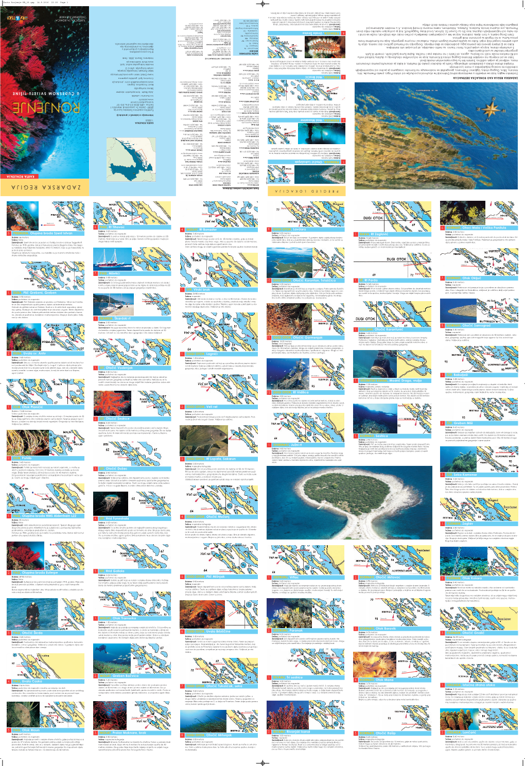 Diving Map Zadar, Dalmatia, Croatia