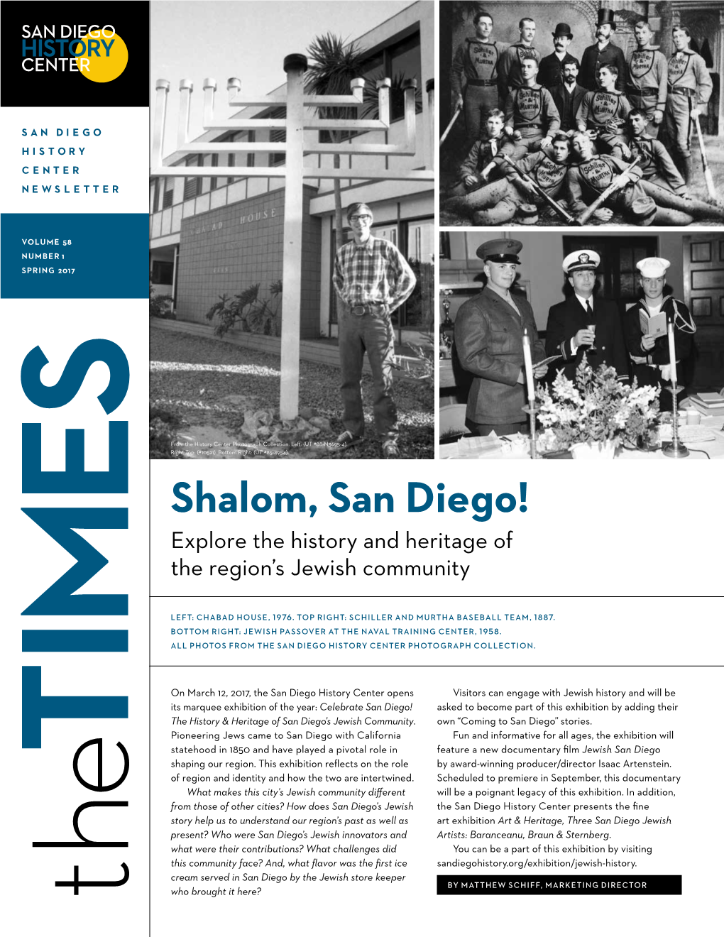 Shalom, San Diego! Explore the History and Heritage of the Region’S Jewish Community