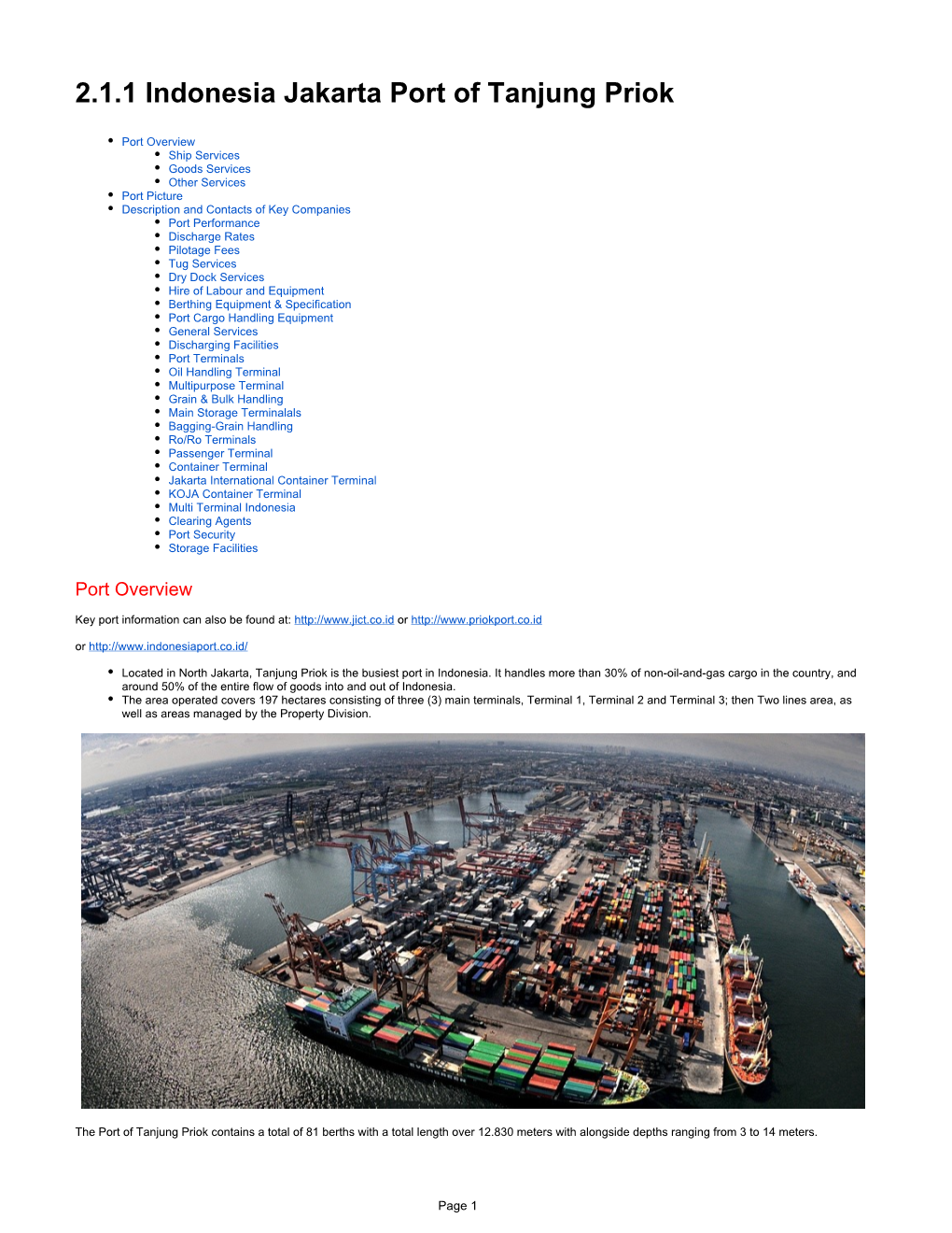 2.1.1 Indonesia Jakarta Port of Tanjung Priok