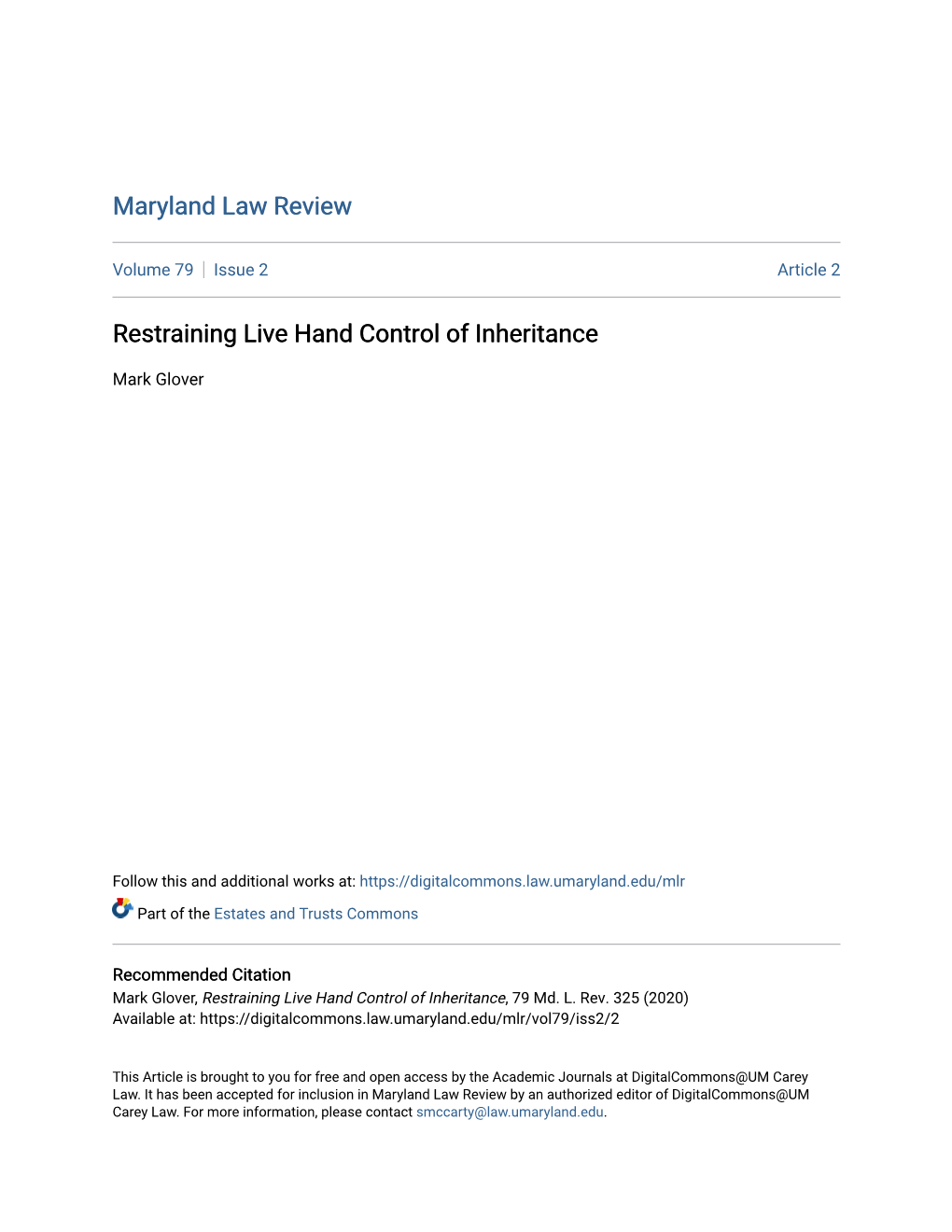 Restraining Live Hand Control of Inheritance