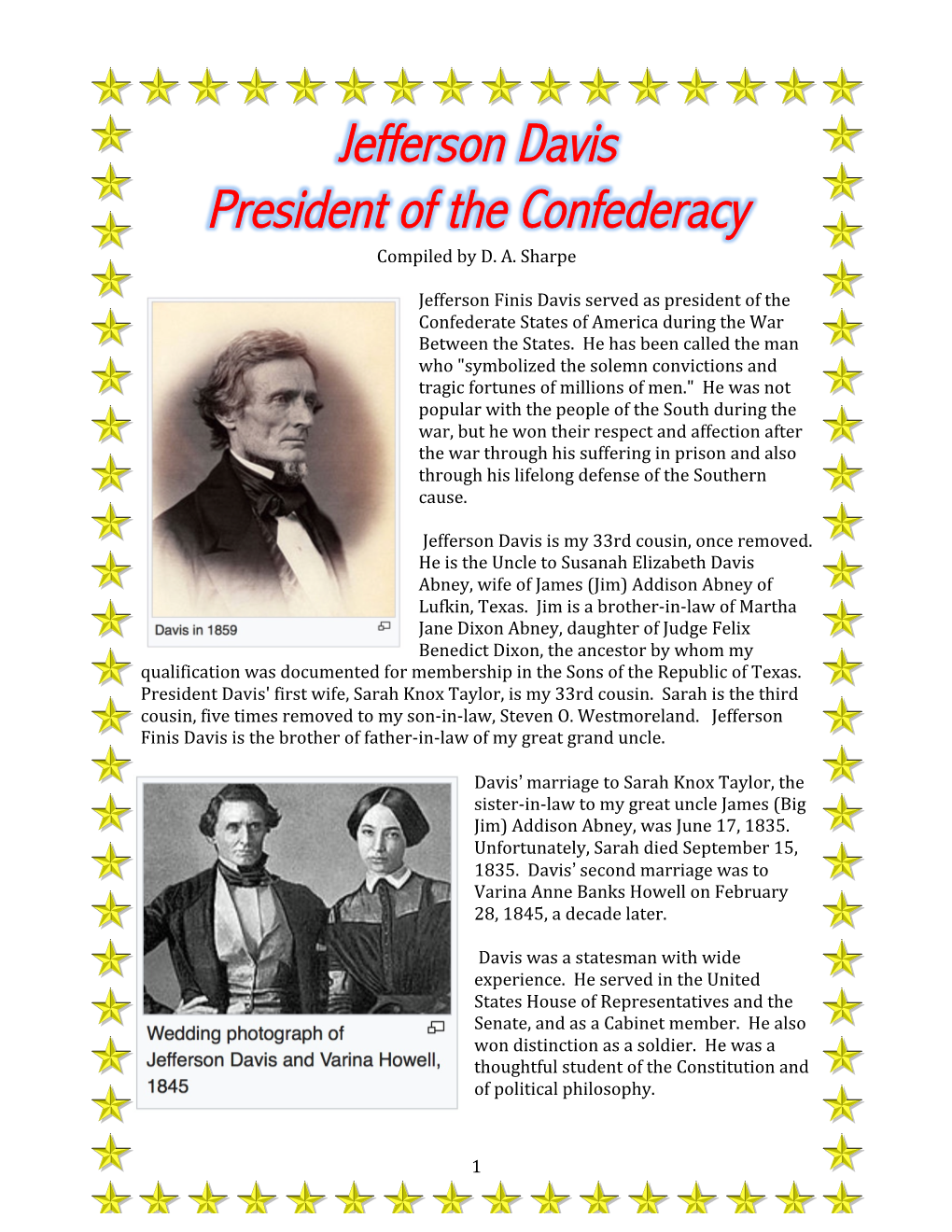 Jefferson Davis President of the Confederacy Compiled by D