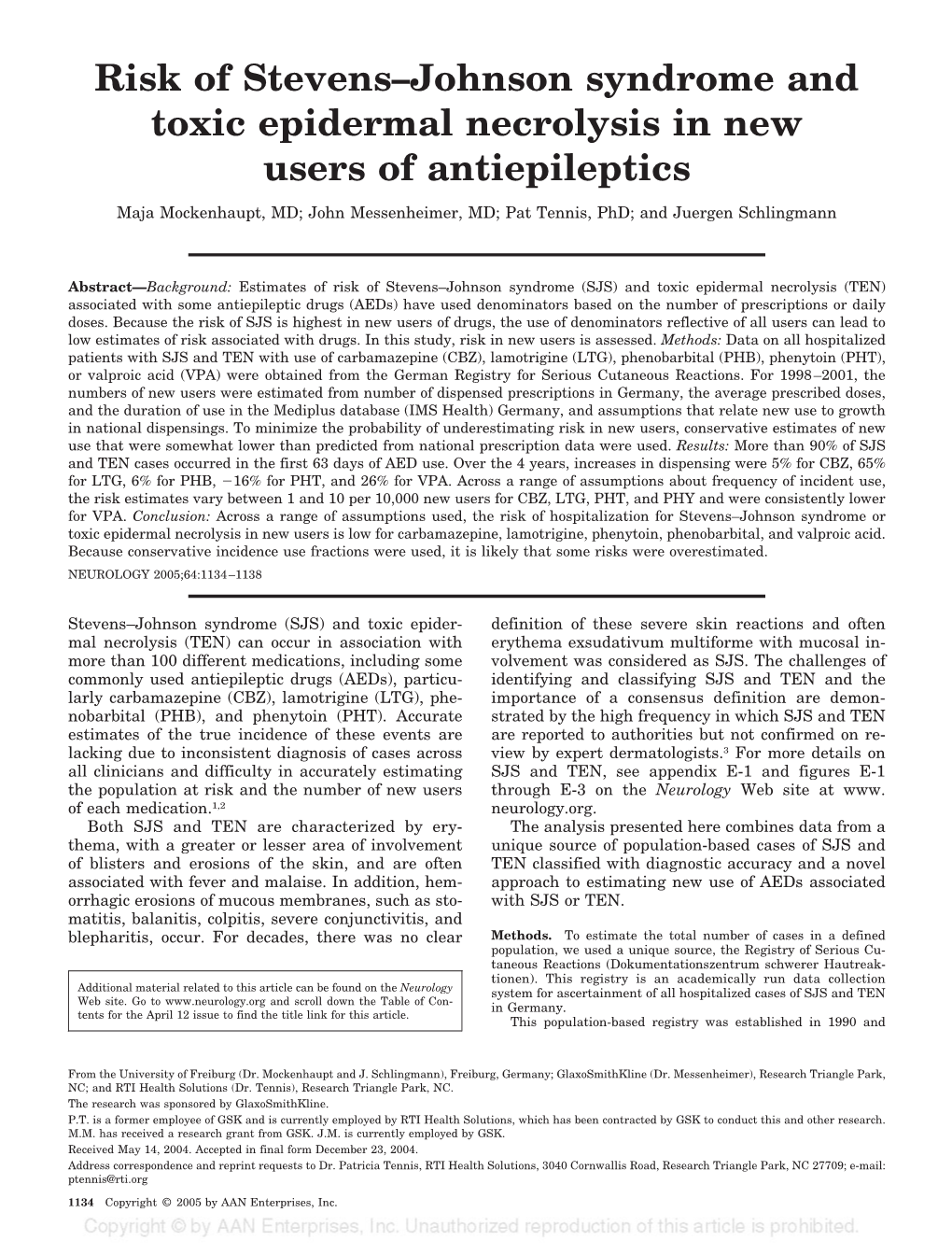 Risk of Stevens–Johnson Syndrome and Toxic Epidermal Necrolysis in New Users of Antiepileptics