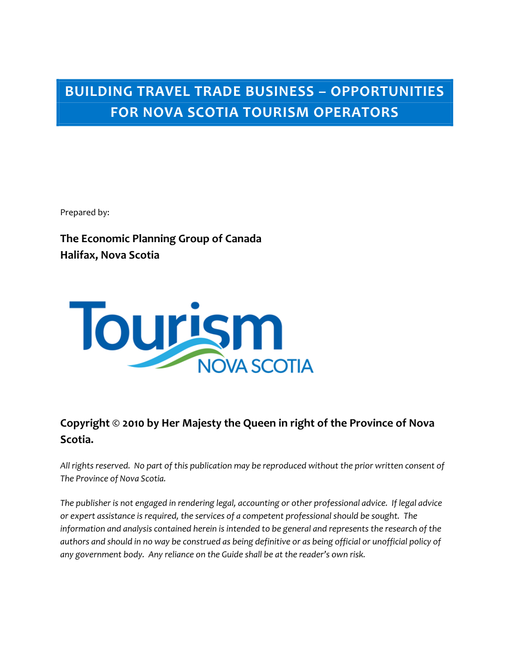 Building Travel Trade Business – Opportunities for Nova Scotia Tourism Operators