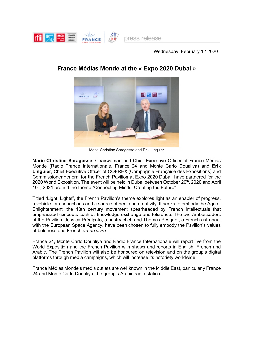 France Médias Monde at the « Expo 2020 Dubai »