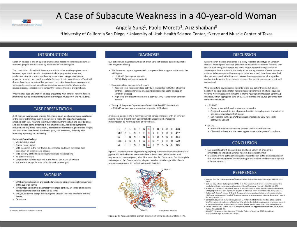 A Case of Subacute Weakness in a 40-Year-Old Woman