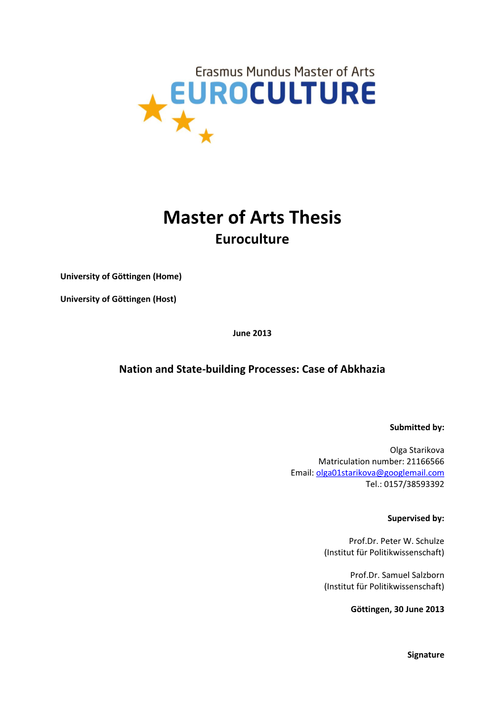 Master of Arts Thesis Euroculture