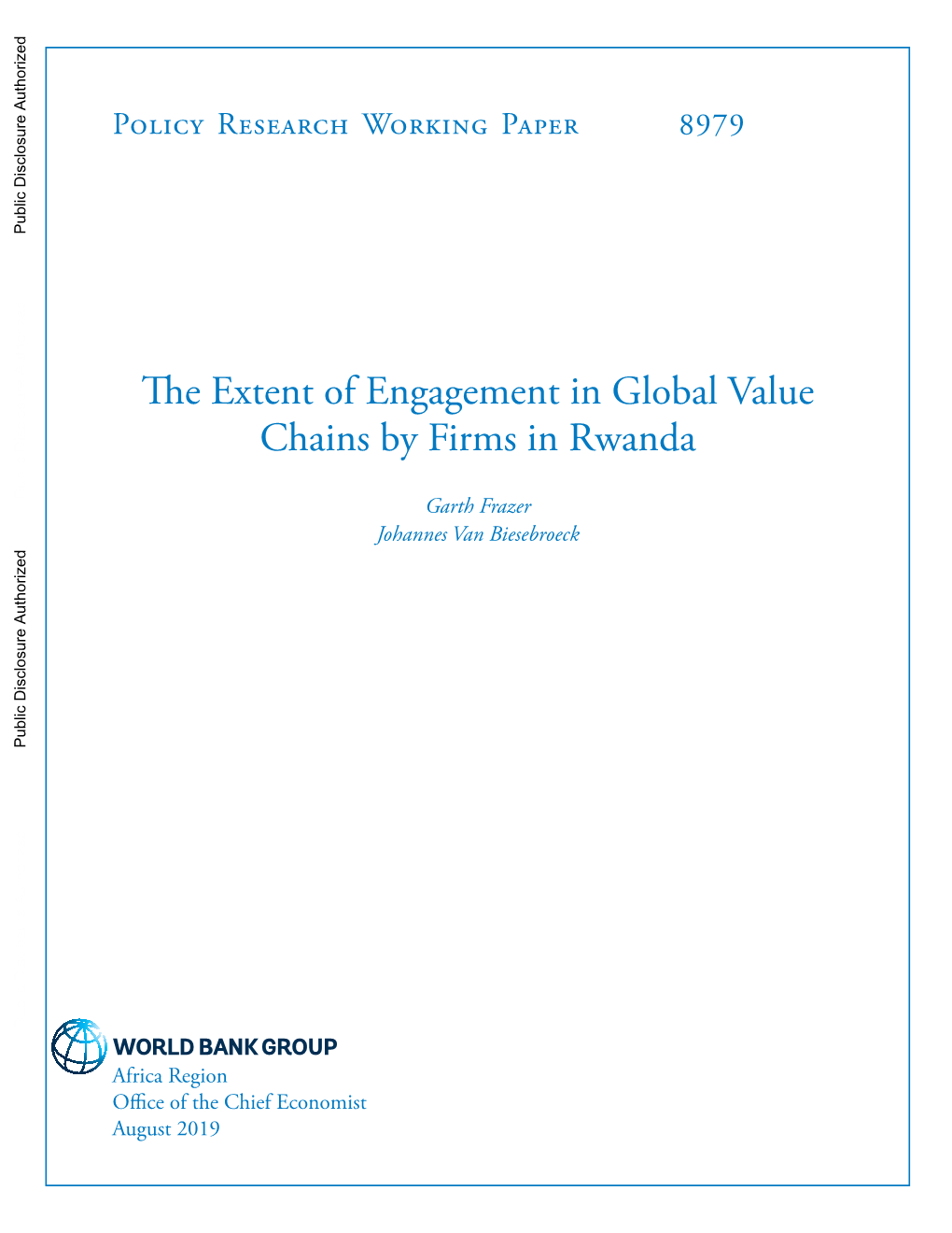 The Extent of Engagement in Global Value Chains by Firms in Rwanda