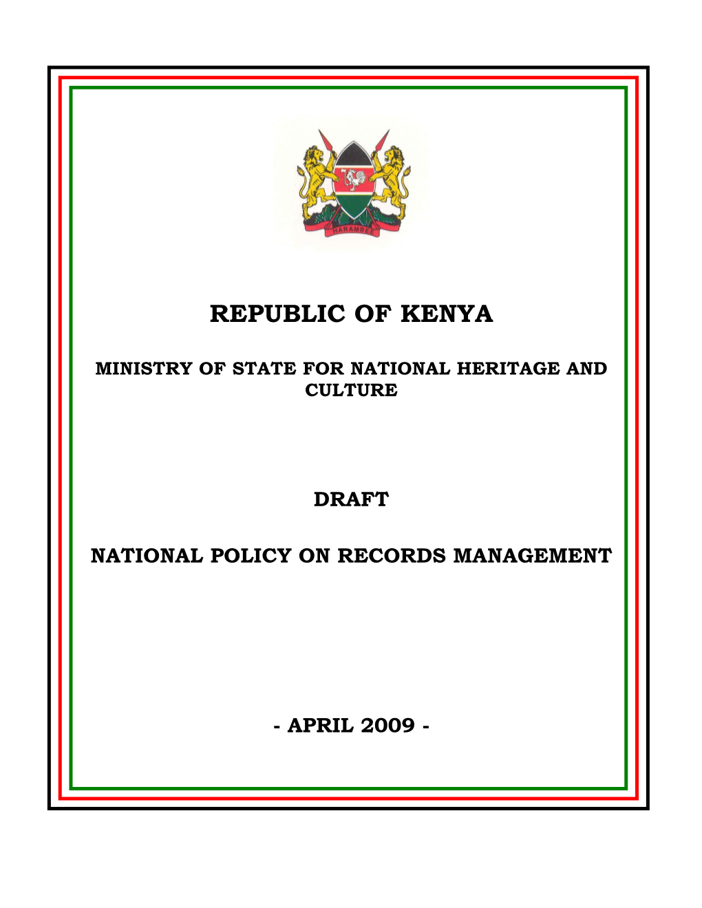 National Records and Archives Management Policy