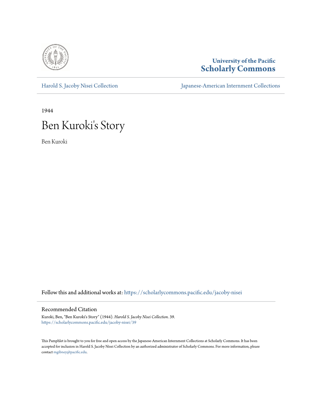 Ben Kuroki's Story Ben Kuroki