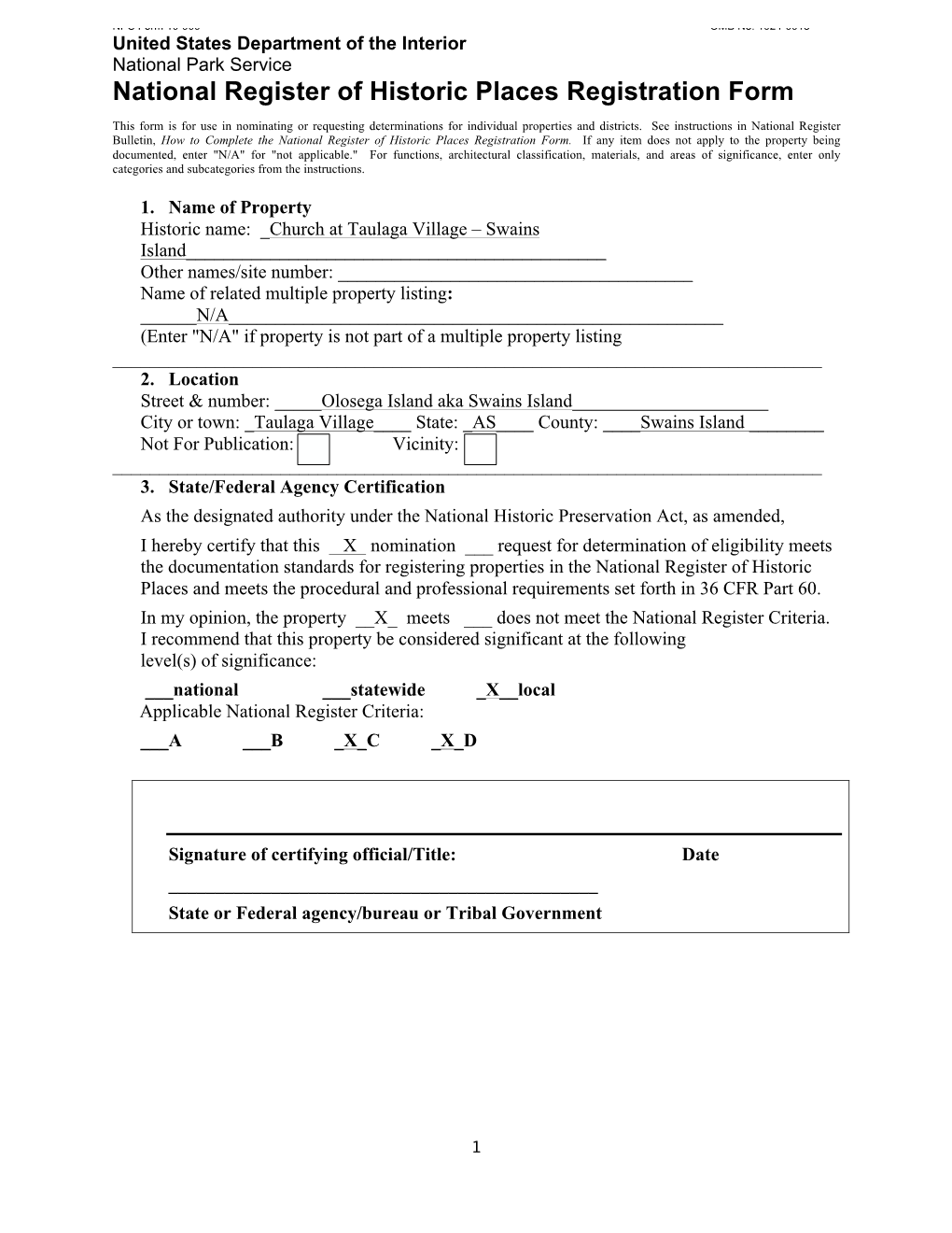 National Register of Historic Places Registration Form