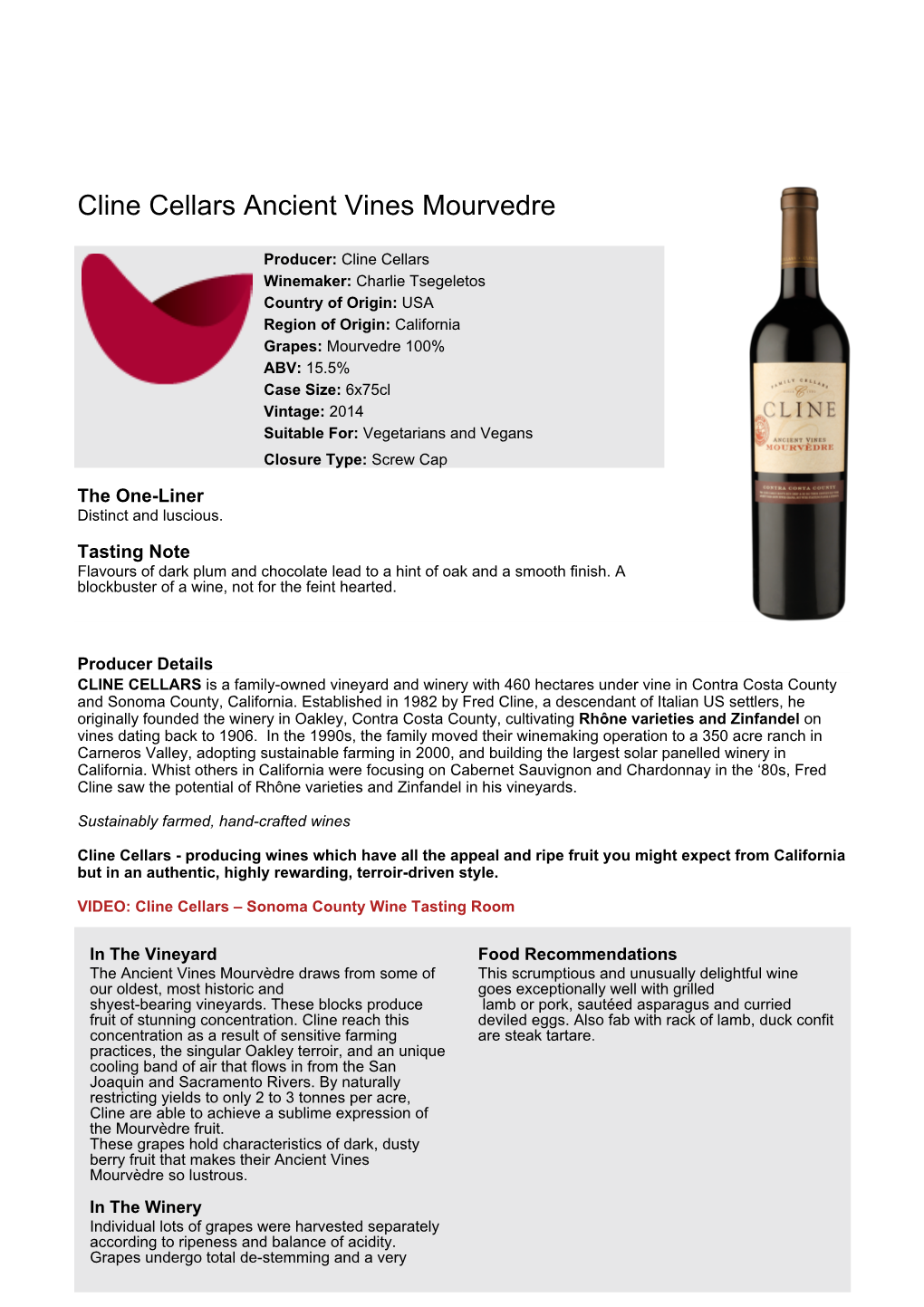 Cline Cellars Ancient Vines Mourvedre