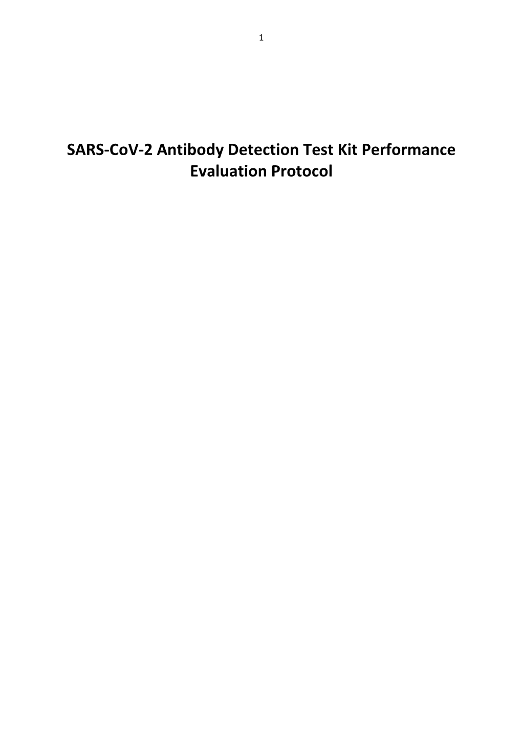 SARS-Cov-2 Antibody Detection Test Kit Performance Evaluation Protocol