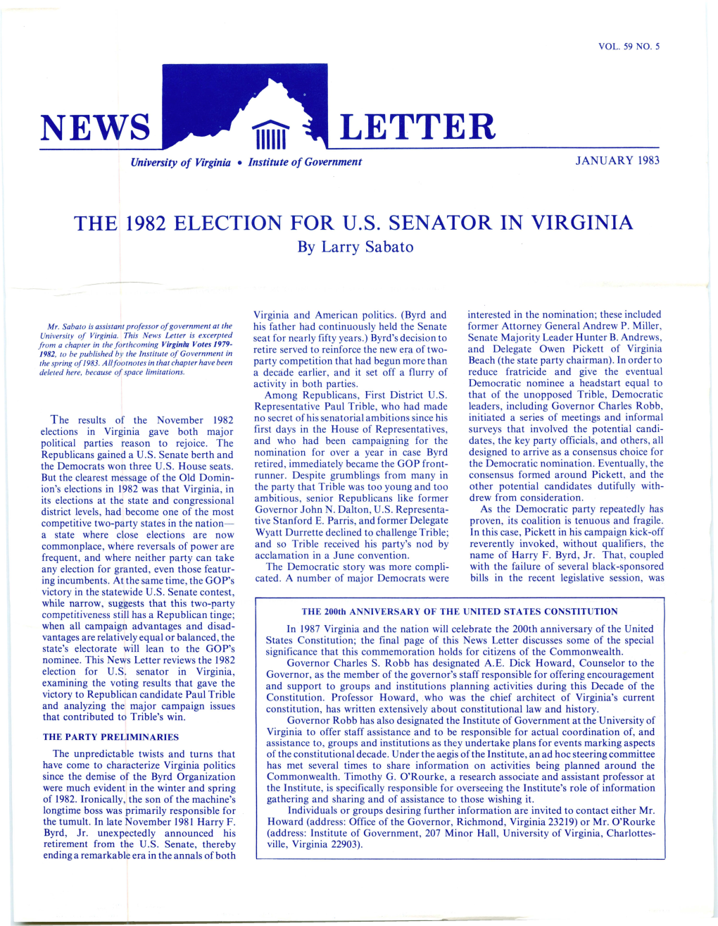 The Virginia News Letter