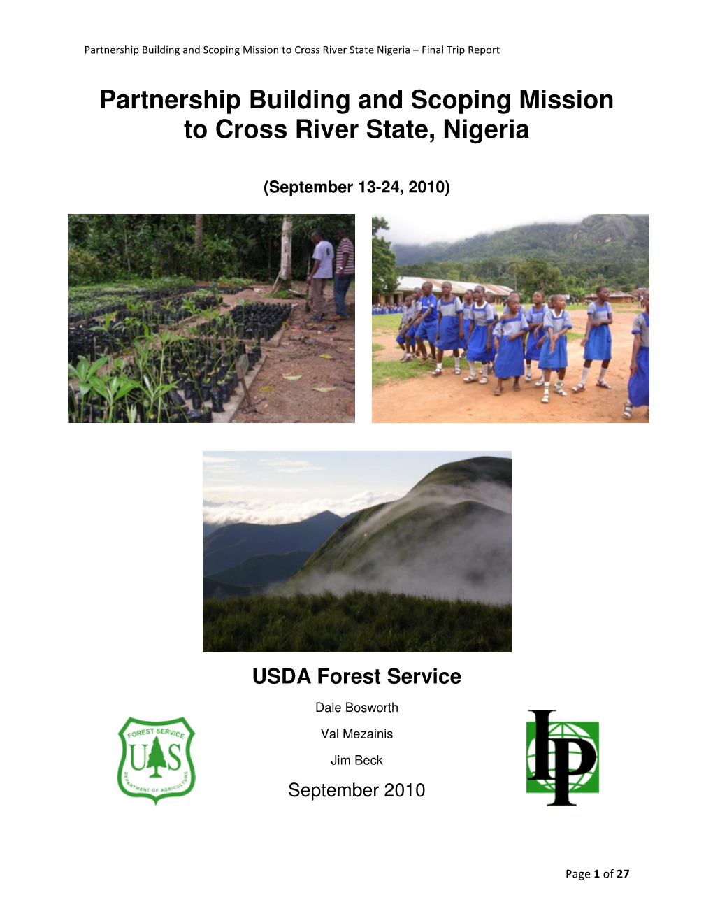 Partnership Building and Scoping Mission to Cross River State, Nigeria