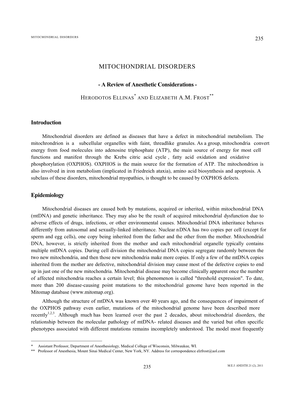 Mitochondrial Disorders a Review of Anesthetic Considerations.Pdf