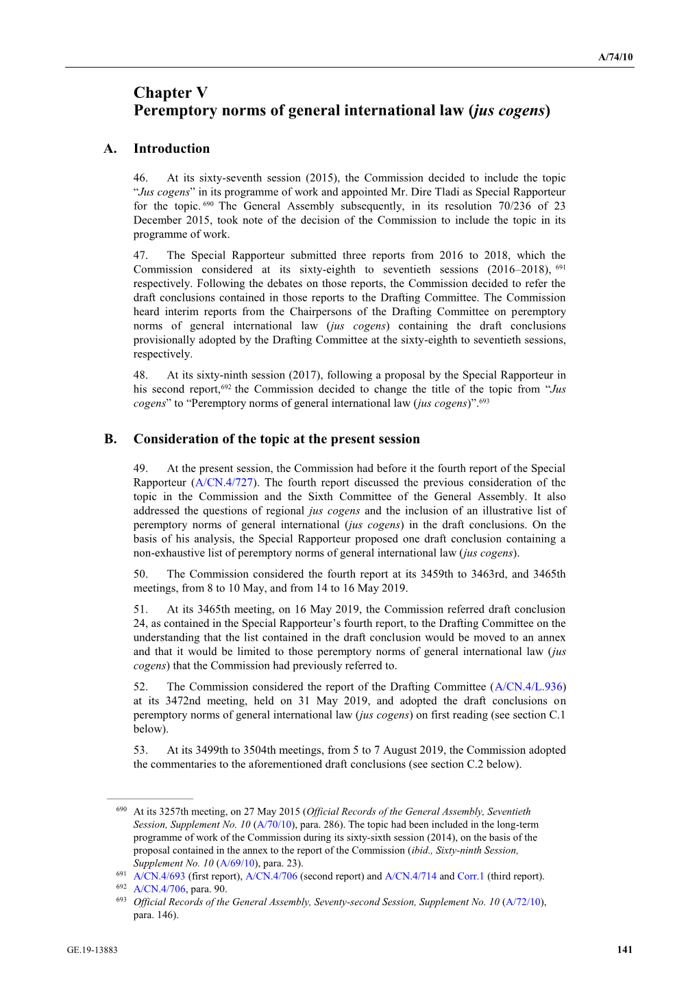 Chapter V: Peremptory Norms of General International Law (Jus Cogens)