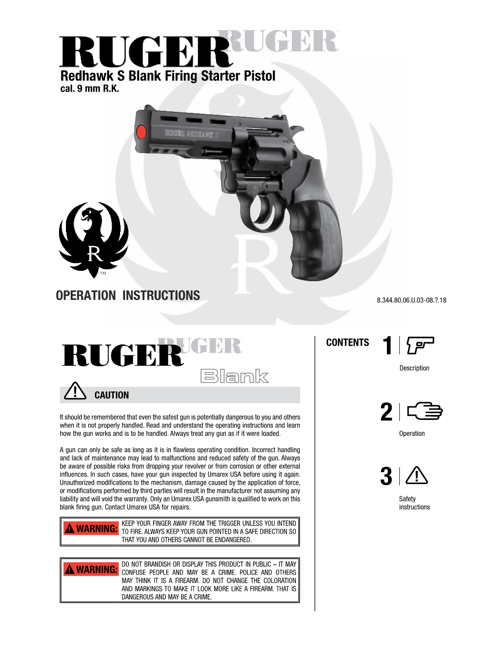 Redhawk S Blank Firing Starter Pistol Cal