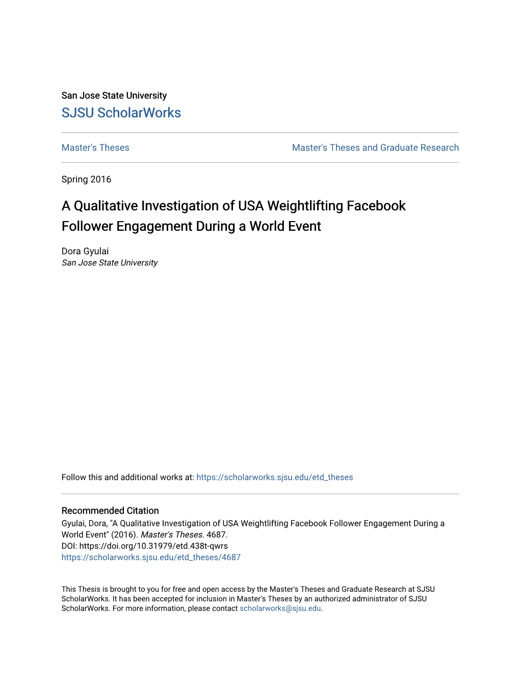 A Qualitative Investigation of USA Weightlifting Facebook Follower Engagement During a World Event