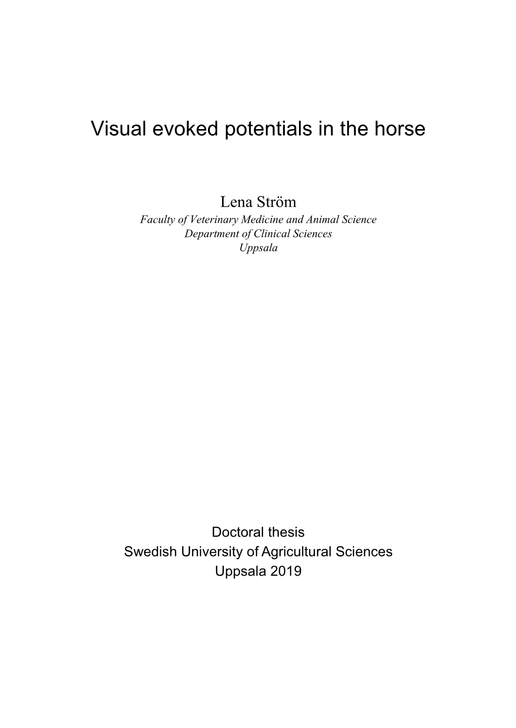 Visual Evoked Potentials in the Horse