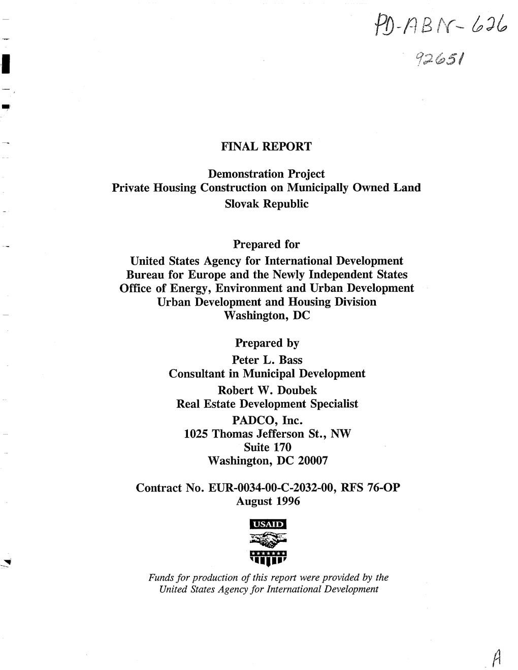 FINAL REPORT Demonstration Project Private Housing