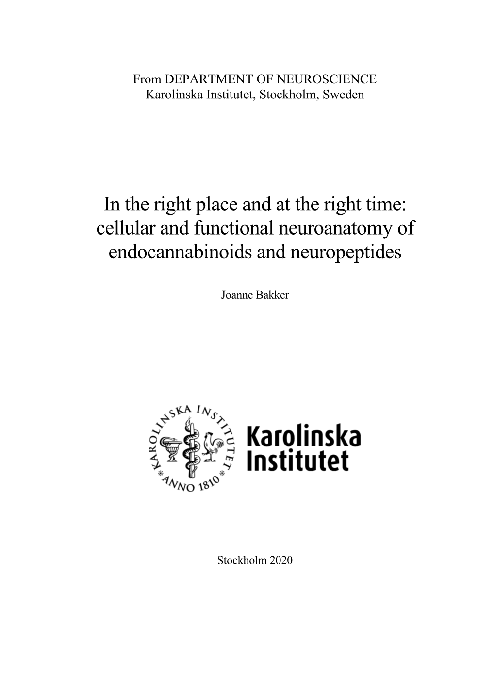 Cellular and Functional Neuroanatomy of Endocannabinoids and Neuropeptides