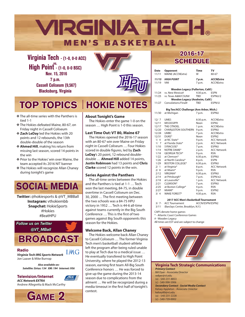 Hokie Notes Top Topics Broadcast Social Media