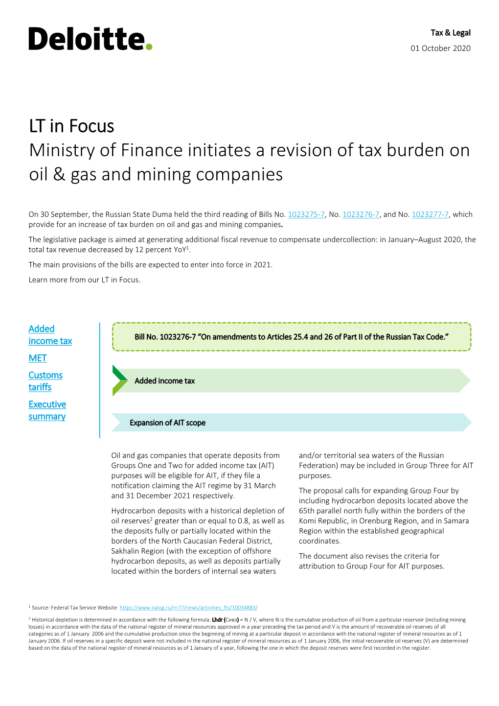 Ministry of Finance Initiates a Revision of Tax Burden on Oil & Gas And