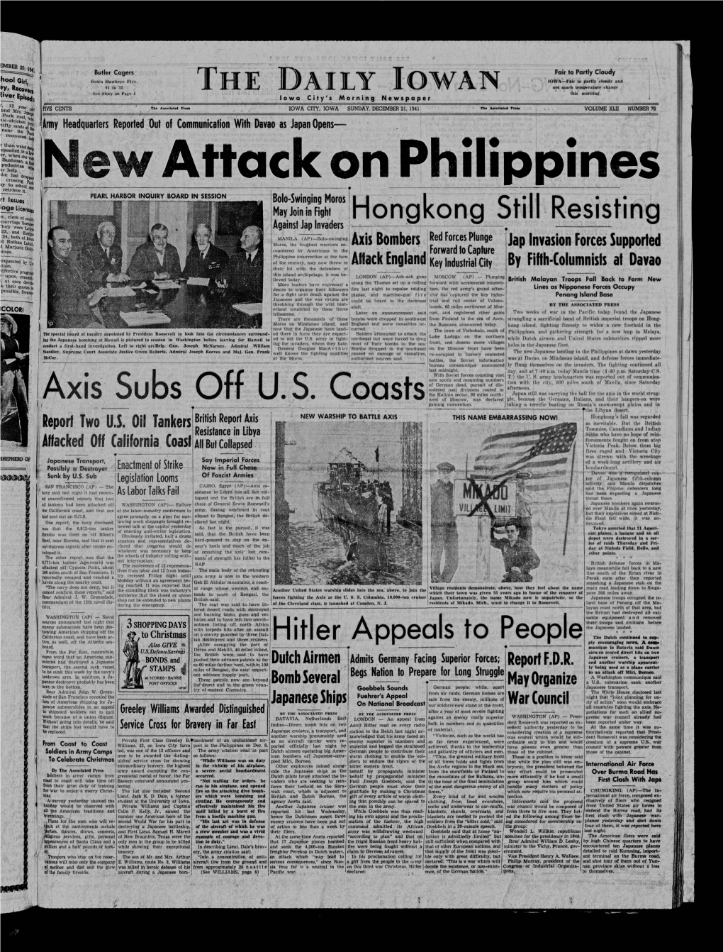 Daily Iowan (Iowa City, Iowa), 1941-12-21