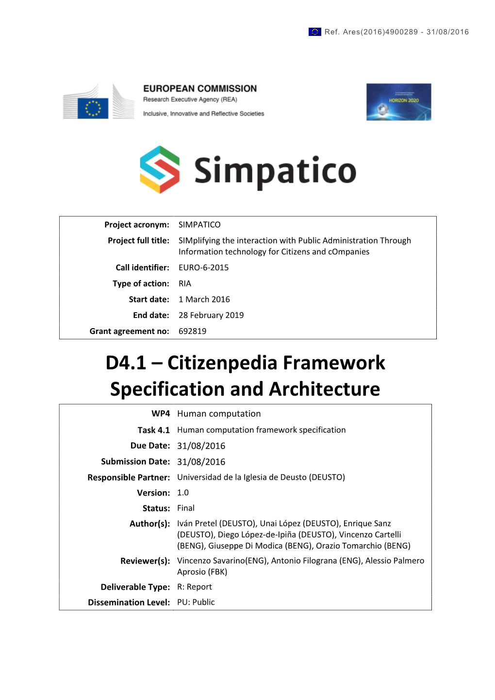 D4.1 Citizenpedia Framework Specification and Architecture