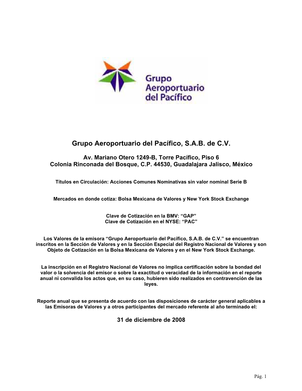 Grupo Aeroportuario Del Pacífico, S.A.B. De C.V