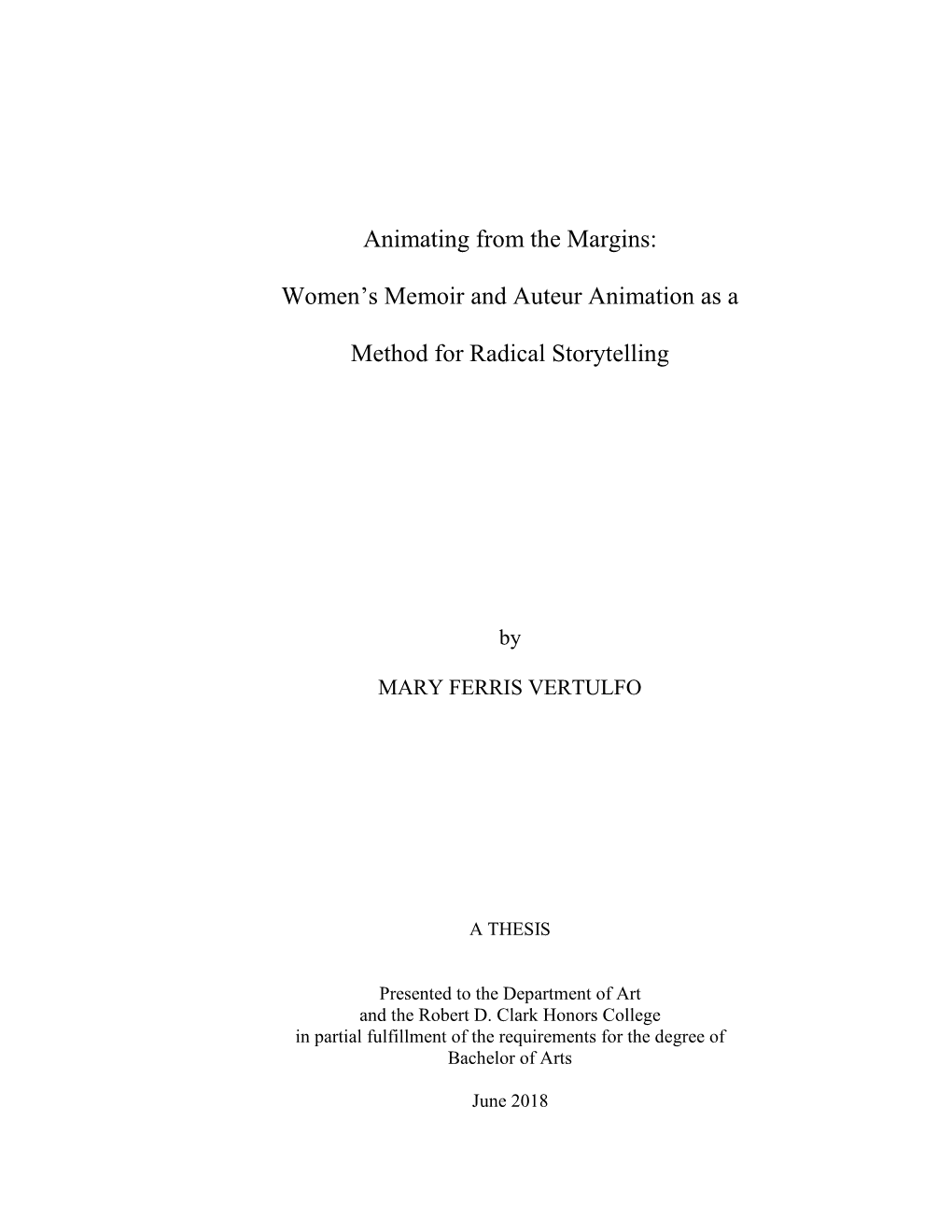 Women's Memoir and Auteur Animation As A