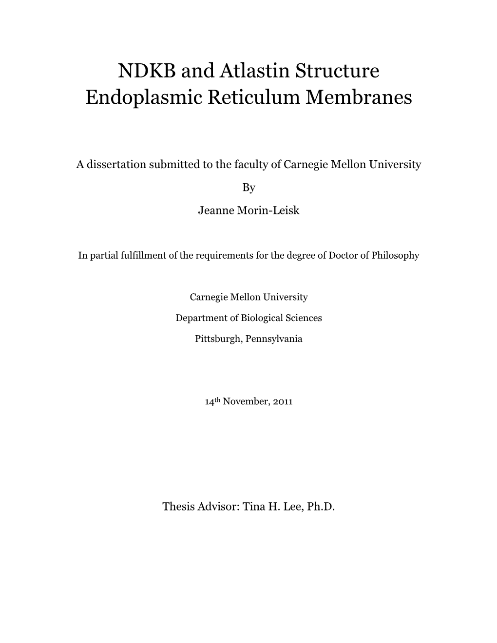 NDKB and Atlastin Structure Endoplasmic Reticulum Membranes