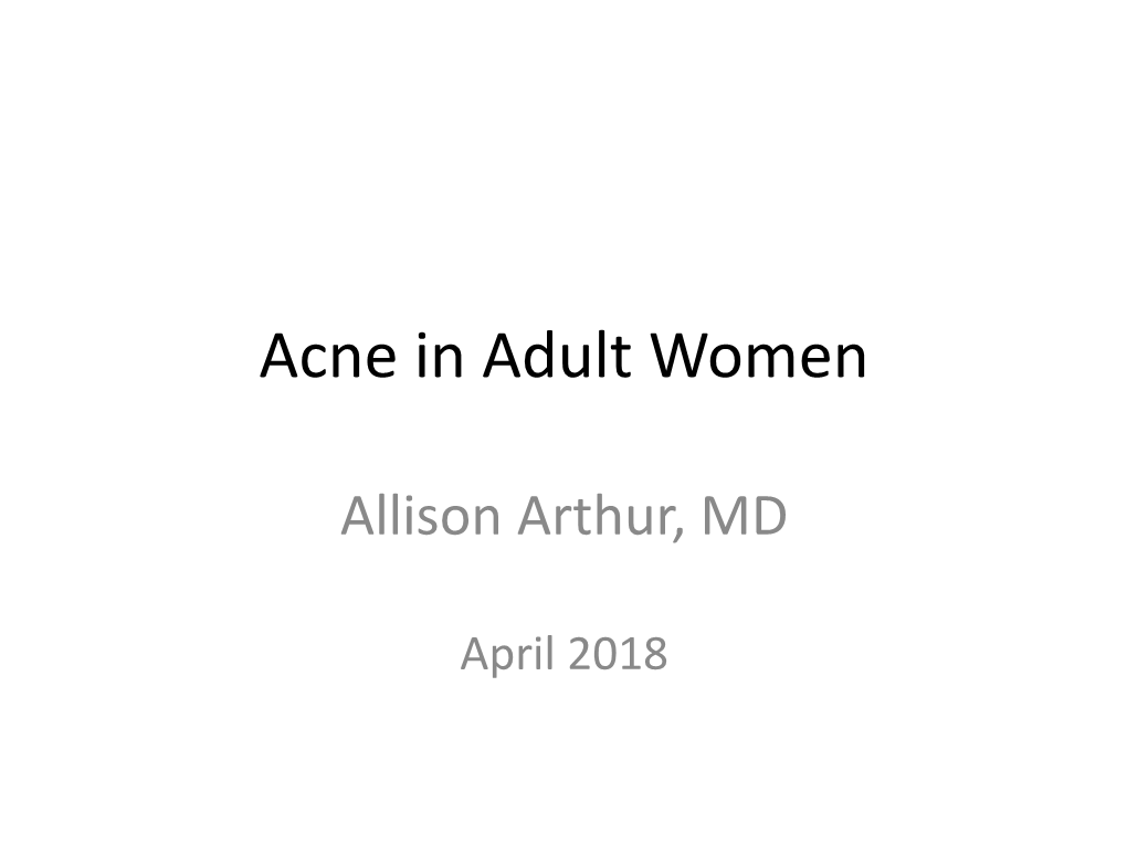 Acne in Adult Women