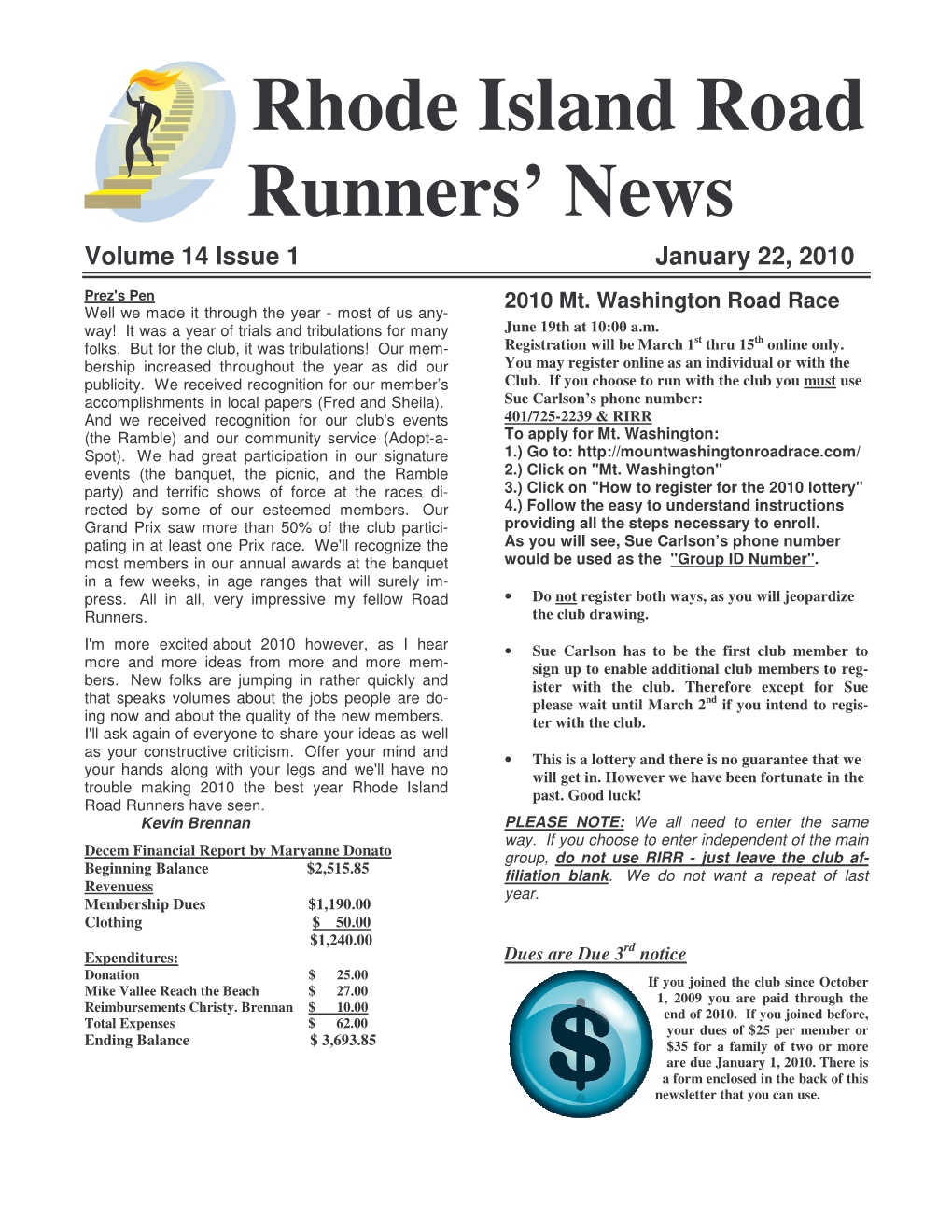 Rhode Island Road Runners' News