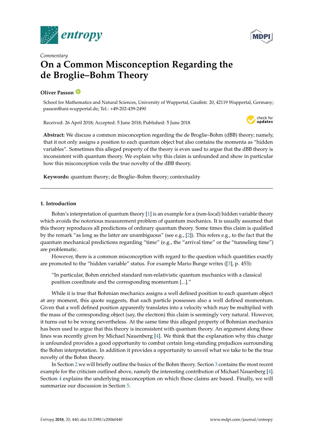 On a Common Misconception Regarding the De Broglie–Bohm Theory