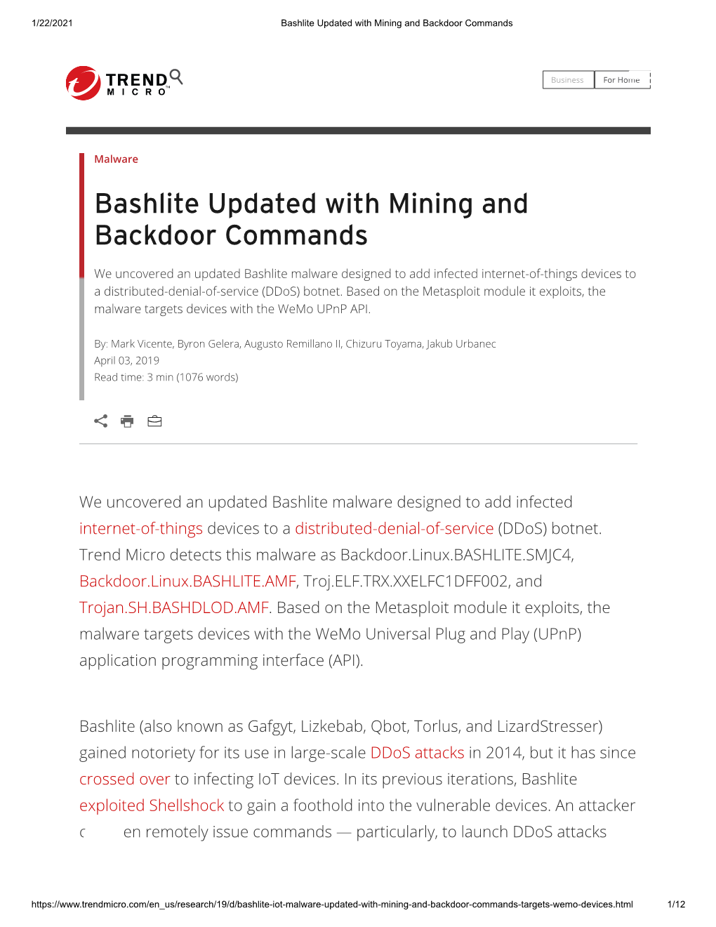 Bashlite Updated with Mining and Backdoor Commands