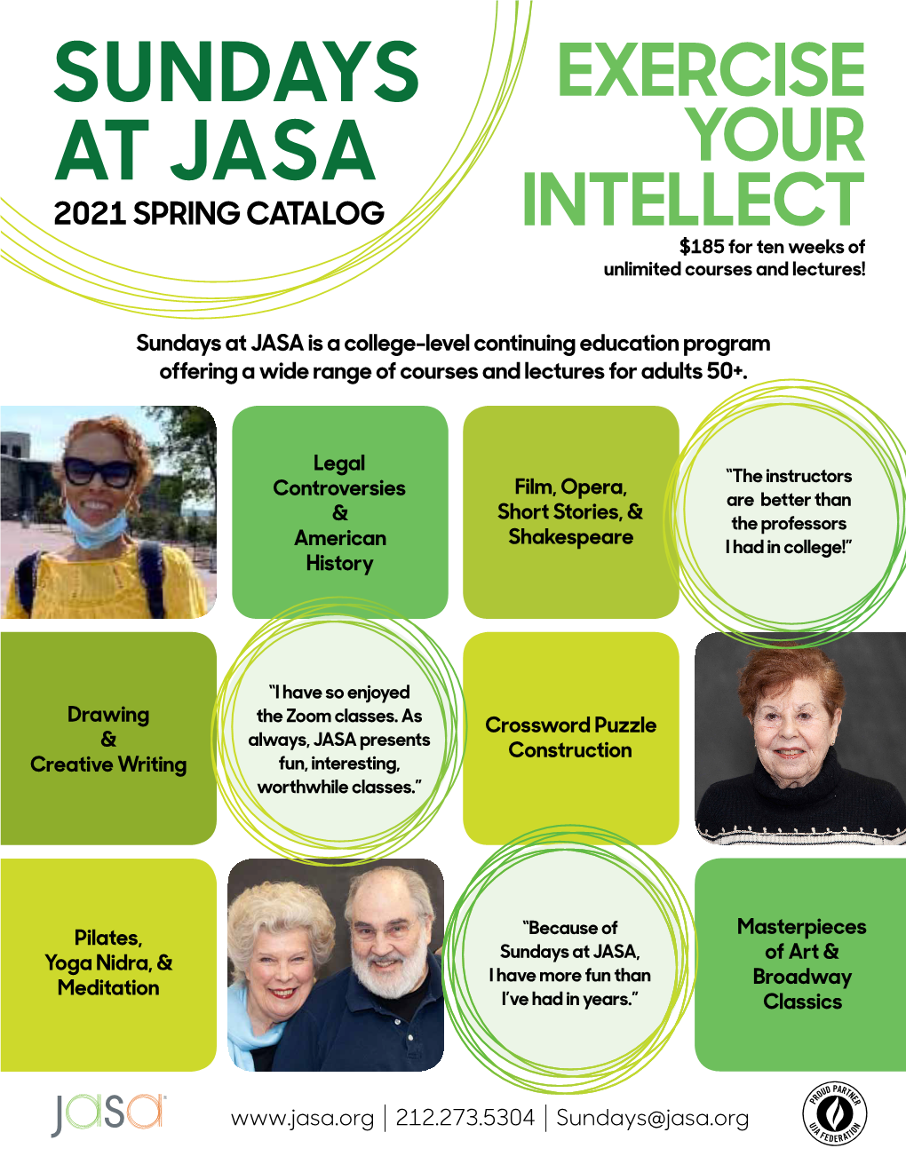 Sundays at JASA Is a College-Level Continuing Education Program Offering a Wide Range of Courses and Lectures for Adults 50+
