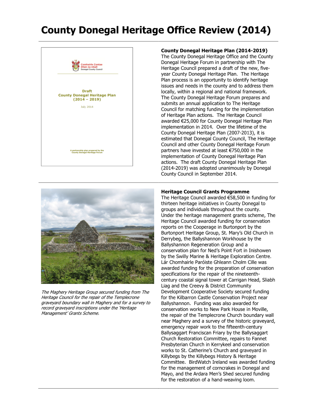 County Donegal Heritage Office Review (2014)