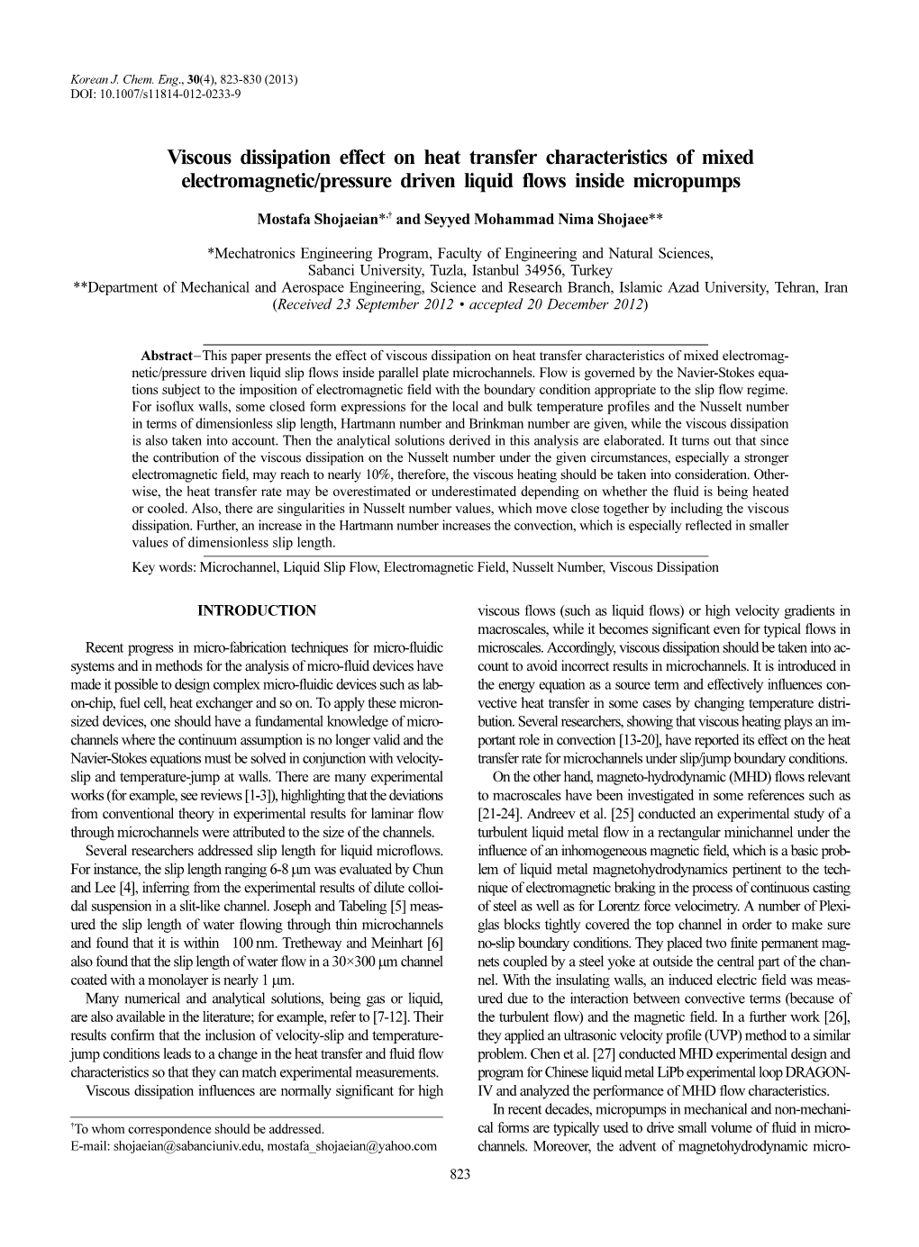 Viscous Dissipation Effect on Heat Transfer Characteristics of Mixed Electromagnetic/Pressure Driven Liquid Flows Inside Micropumps