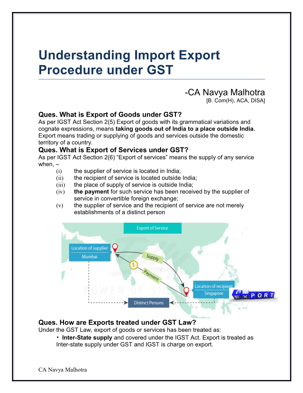 Understanding Import Export Procedure Under GST