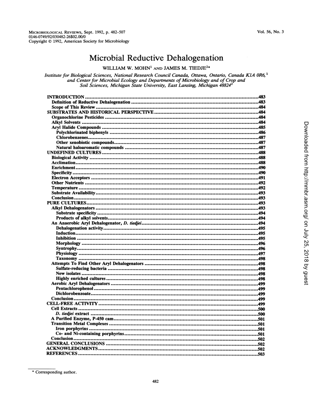 Microbial Reductive Dehalogenation WILLIAM W