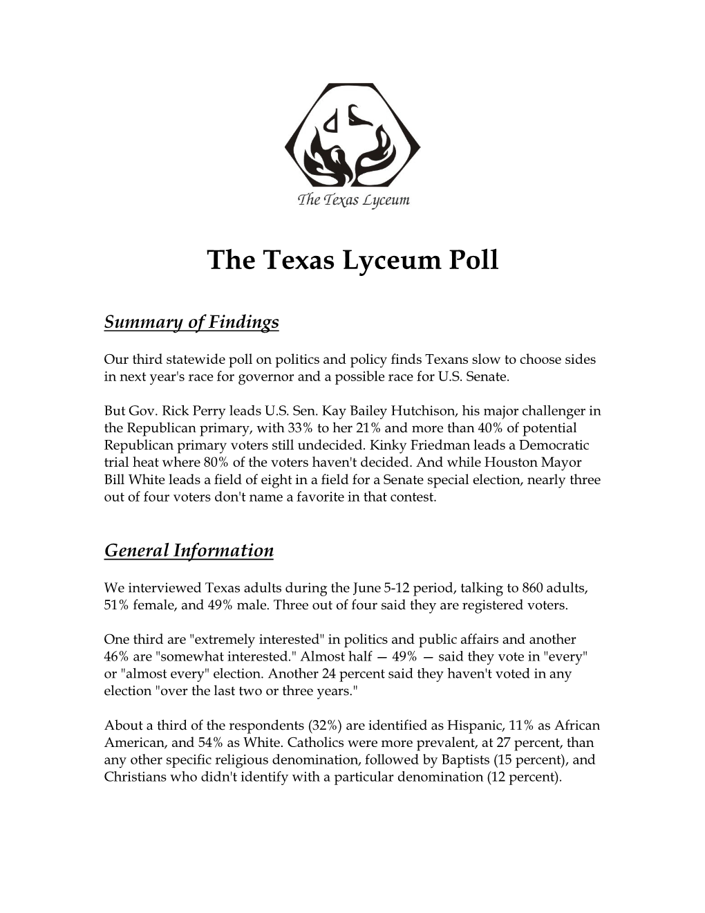 The Texas Lyceum Poll