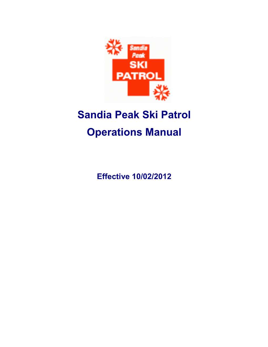 Sandia Peak Ski Patrol Winter Operations Manual