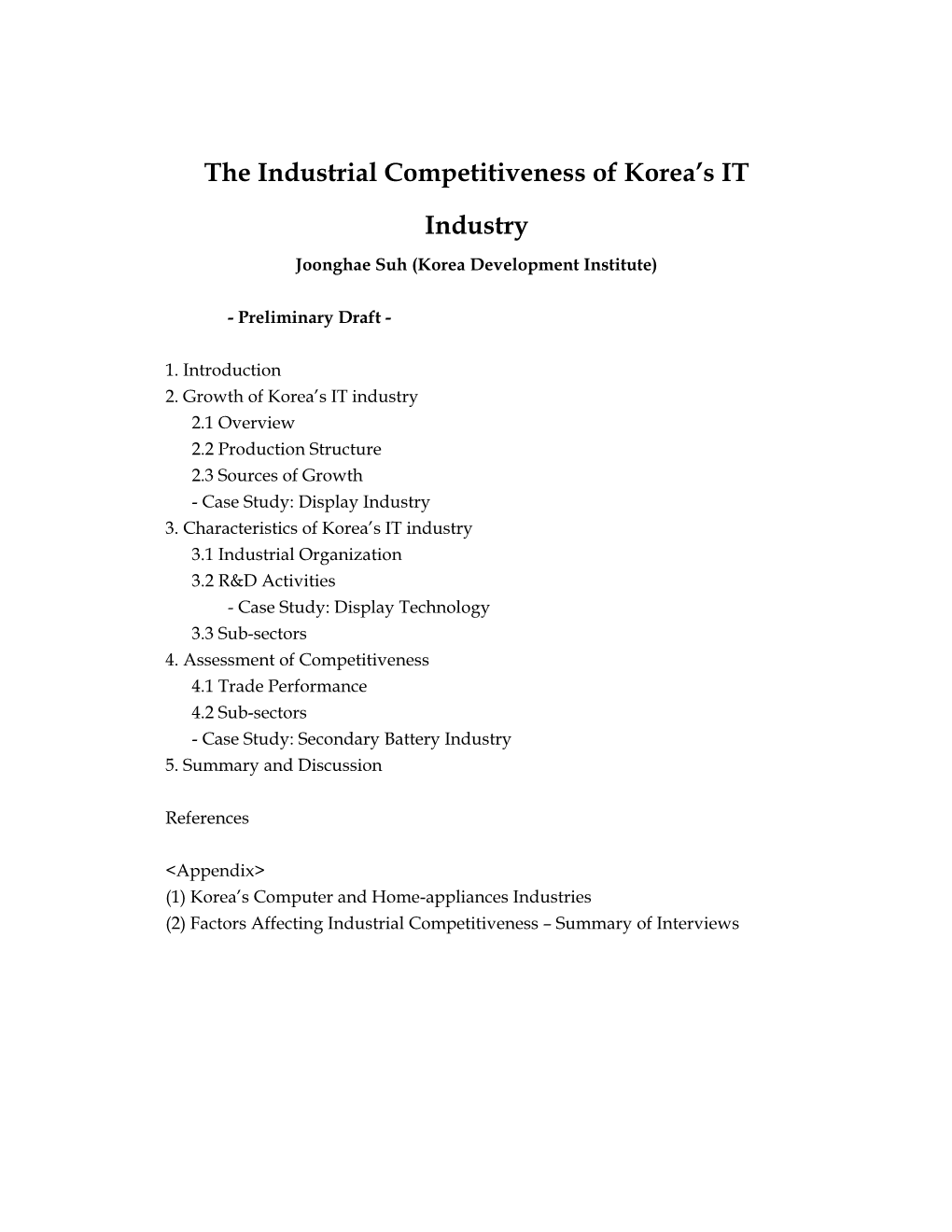 The Industrial Competitiveness of Korea's IT Industry