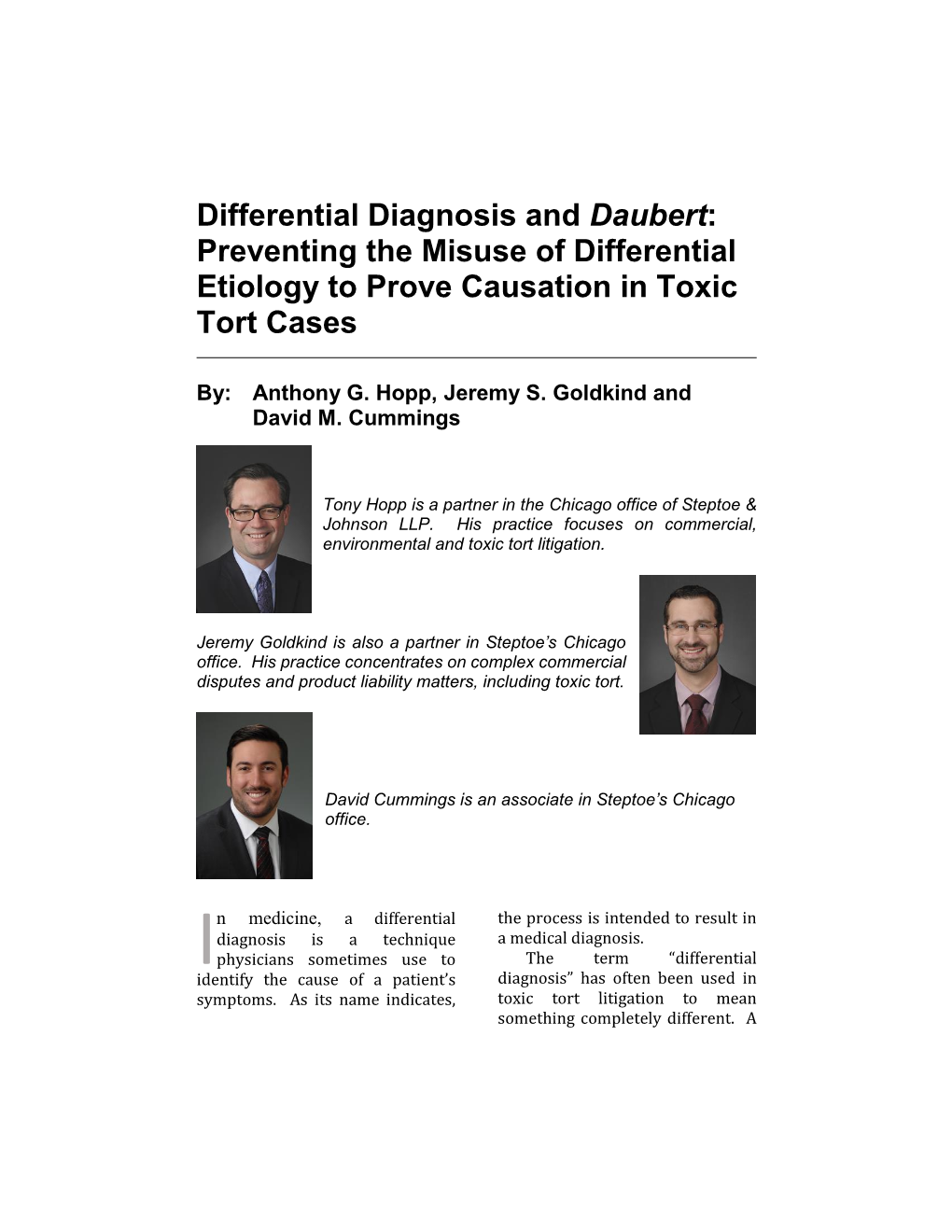Differential Diagnosis and Daubert: Preventing the Misuse of Differential Etiology to Prove Causation in Toxic Tort Cases