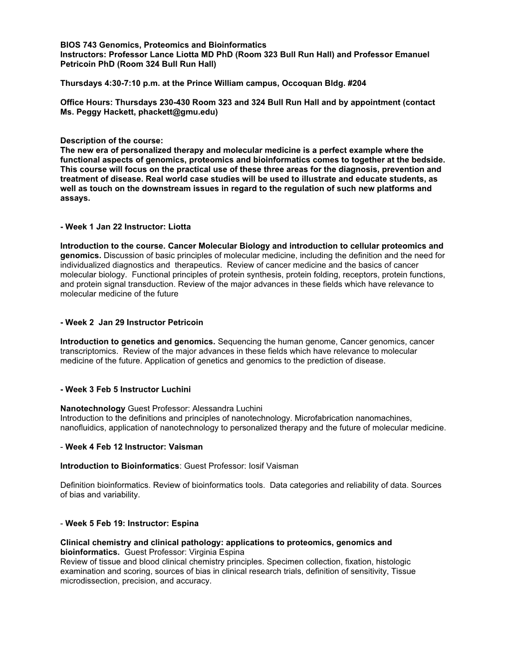 BIOS 743 Genomics, Proteomics and Bioinformatics